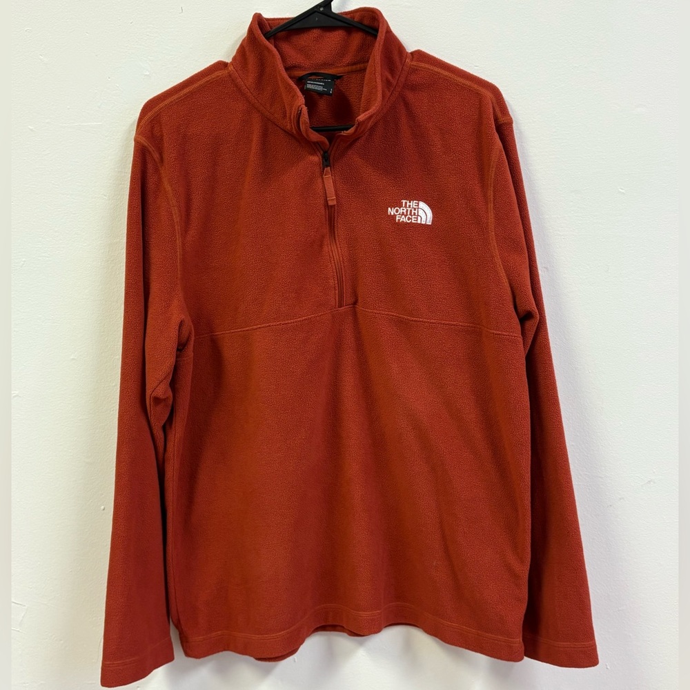 The North Face Sweater Mens Large Long Sleeve 1/4 Zip Casual Pullover Orange